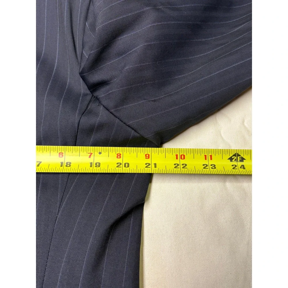 Canali‎ Mens Navy Blue Pinstripe Wool 3 Button Blazer Italy 56R UK 46 US